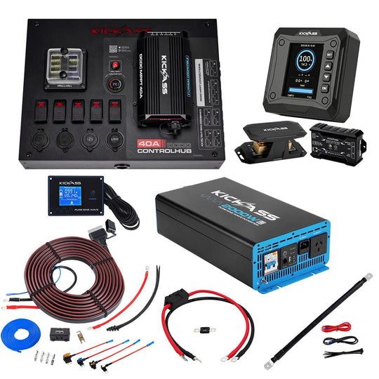 KickAss ProductsKickAss Control Hub 40A Complete Dual Battery Kit with 2000W Inverter and Smart ShuntKABDLCTRLHB40-2000W