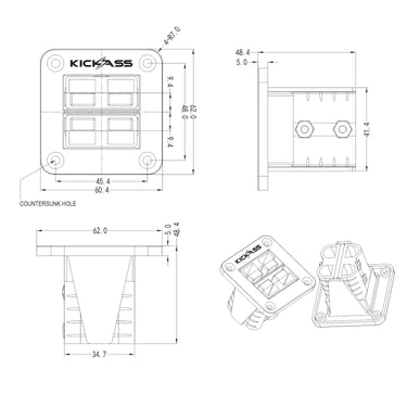 KickAss ProductsKickAss Dual 50A Anderson Flush Mount Panel GREYKAFMPAndDBL