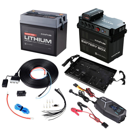 KickAss ProductsKickAss Dual Battery Kit with 120Ah Lithium, Battery Box, 25A DCDC Charger & Wiring KitKA-JBBOX25A-12120LIT-DCDC-WIRING