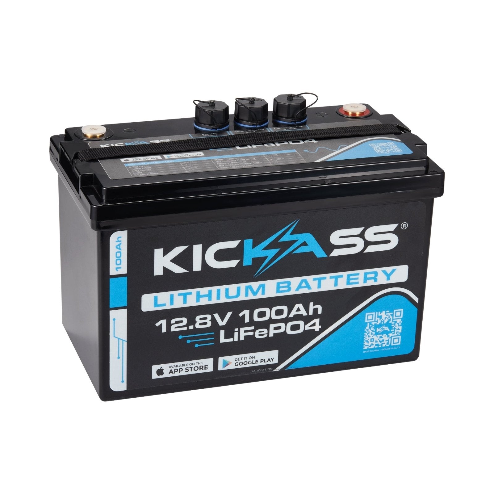 KickAss ProductsKickAss Integrated 12V 100Ah Lithium Battery - Deep Cycle LiFePO4KA12100X - LION