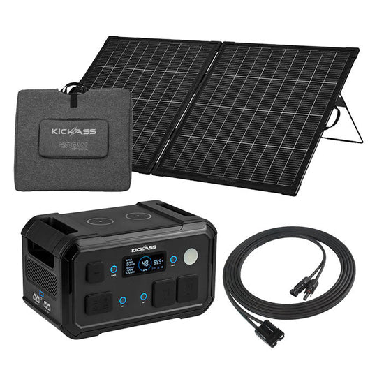 KickAss ProductsKickAss KickCharge 1200 MKII Bundle with 200W Bi Facial Solar Panel & 5m Extension Cable - 1200Wh BatteryKA-KAPHUB1200-PVBIFAC200-EXT