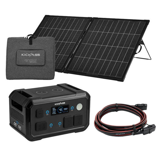 KickAss KickCharge 1200 MKII Bundle with 200W Bi Facial Solar Panel & 5m Extension Cable - 1200Wh Battery