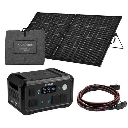 KickAss ProductsKickAss KickCharge 1200 MKII Bundle with 200W Bi Facial Solar Panel & 5m Extension Cable - 1200Wh BatteryKA-KAPHUB1200-PVBIFAC200-EXT