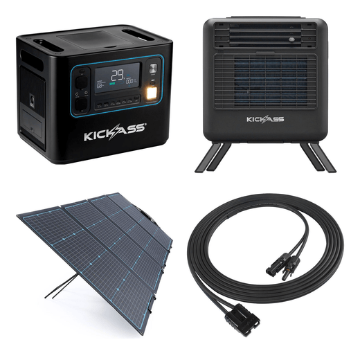 KickAss KickCharge 2400 + 240W Solar Generator Kit with 240V Air Conditioner