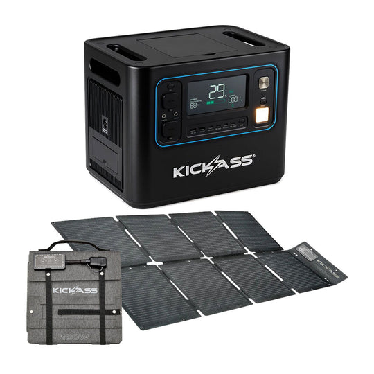 KickAss ProductsKickAss KickCharge 2400 Lithium Power Station + 120W Solar Blanket BundleKA-KAPHUB2000-120W-SOL
