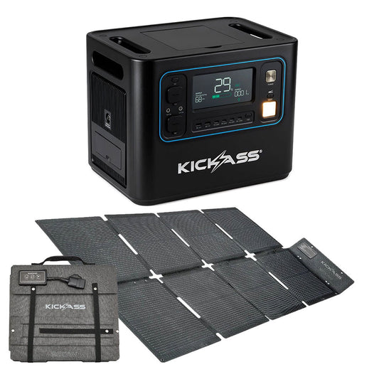 KickAss ProductsKickAss KickCharge 2400 Lithium Power Station + 200W Solar Blanket BundleKA-KAPHUB-2000-200WSOL
