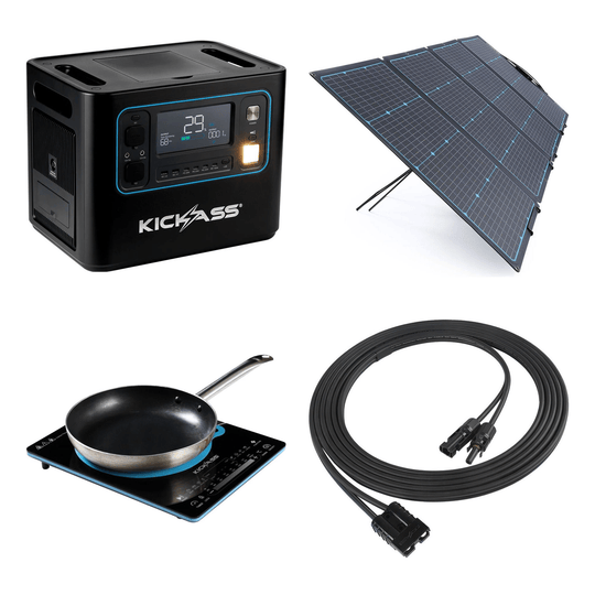 KickAss ProductsKickAss KickCharge 2400 Lithium Power Station + 240W Solar Generator Kit with Induction CooktopBUNDLE-KAPHUB2000-KAFSP240-KAINDCOOK