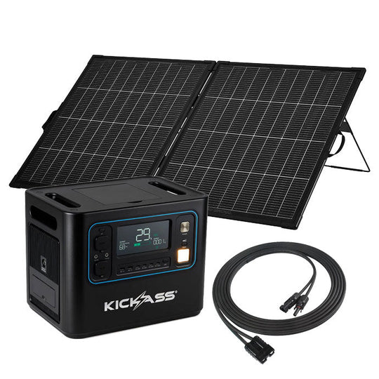 KickAss ProductsKickAss KickCharge 2400 Solar Generator Kit + 12V 200W Portable Solar PanelKA-KAPHUB-2000-204WSOL-CBL