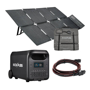 KickAss ProductsKickAss KickCharge 3000 Lithium Power Station, 200W DC Solar Blanket & 8B&S Extension Lead BundleKABUN-PHUB3000-SB200