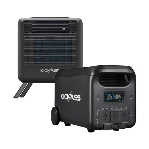 KickAss KickCharge 3000 Lithium Power Station & 240V Portable Air Conditioner for Camping Bundle
