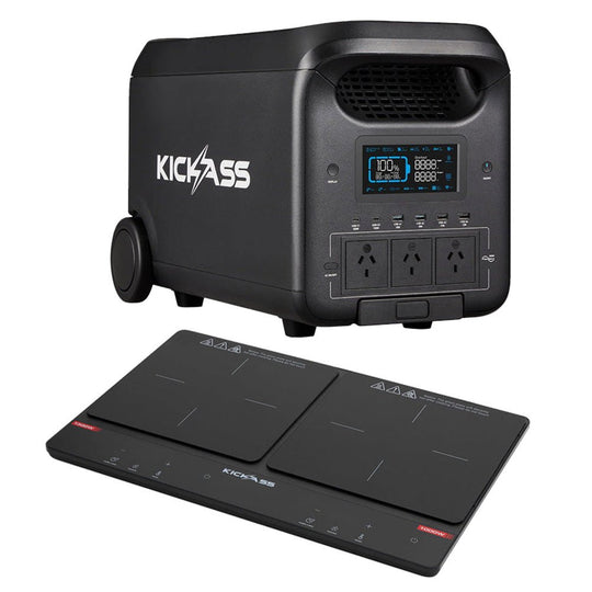 KickAss ProductsKickAss KickCharge 3000 Lithium Power Station + Portable 2300W Dual Zone Induction Cooktop BundleKA-KAPHUB3000-INDCOOK2300