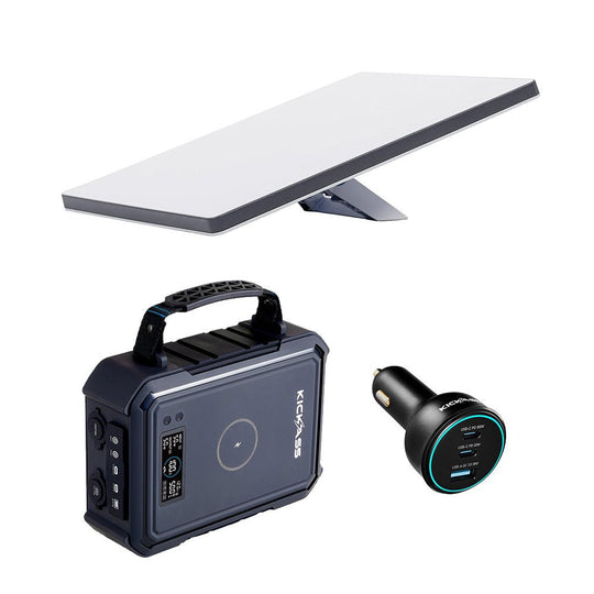 KickAss ProductsKickAss KickCharge Powerhub Portable Power Pack Bundle with Starlink Mini, and Fast Charging 100W USB - C/A Car ChargerKA-KAPHUB380-STLMINI-KAFC100W
