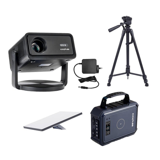 KickAss KickCharge Powerhub Portable Power Pack Bundle with Starlink Mini, Projector & Tripod