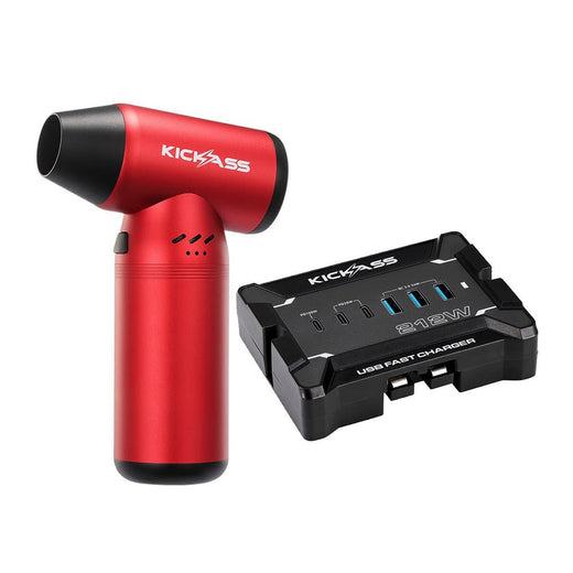 KickAss Lithium Rechargeable Jet Blower Fan Bundle with 12V Anderson to USB Fast Charger