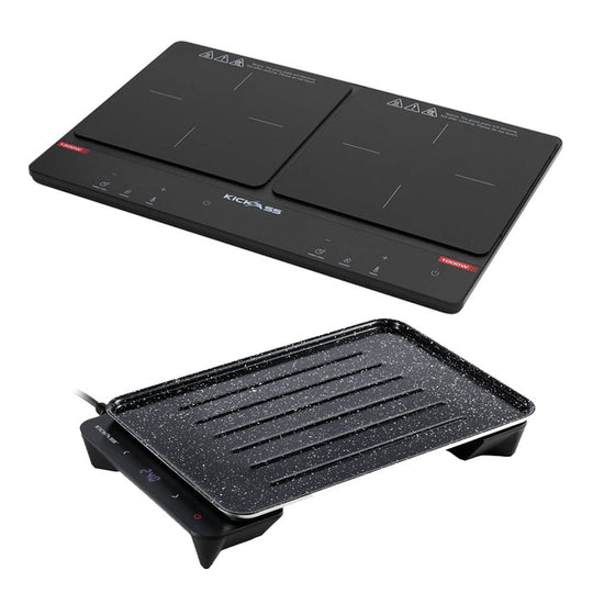 KickAss ProductsKickAss Portable 2300W Dual Zone Induction Cooktop + Quickfire Portable 600W Electric BBQ BundleKA-INDCOOK2300-EBBQ600