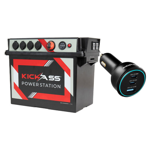 KickAss Portable Battery Box Power Station + 100W Car Charger Bundle