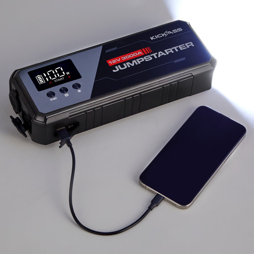 Kickstart Recharge Power Boost 3000A Lithium Jump Starter with Power Bank 5500A – KickAss ...