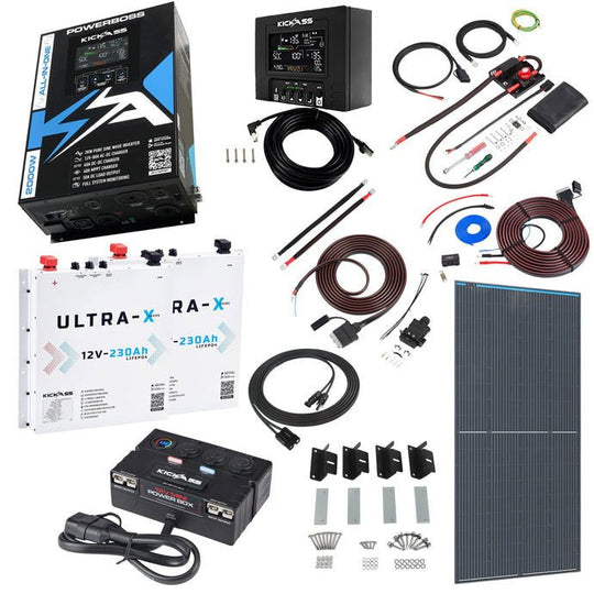 KickAss ProductsKickAss PowerBoss 2000W Caravan Power System with Bluetooth, 460Ah Arctic White Slimline Batteries, 250W Solar & Full Wiring KitKAPBCARAVANCOMPSLIMWH