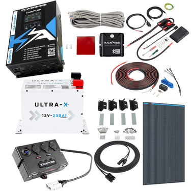 KickAss ProductsKickAss PowerBoss 2000W Off - Grid System with 230Ah Arctic White Lithium Battery, Bluetooth, Alternator Wiring Kit & Power AccessoriesKAPBCANOPYCOMPSTWH