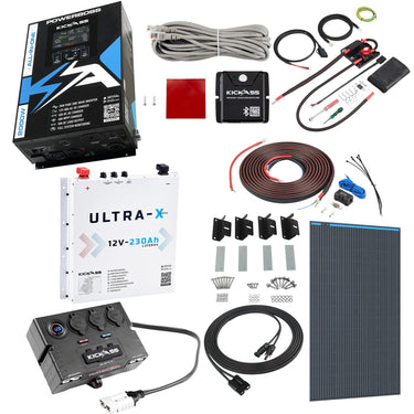 KickAss ProductsKickAss PowerBoss 2000W Off - Grid System with Bluetooth, Alternator Wiring Kit, 230Ah Arctic White Lithium Battery & Power AccessoriesKAPBCANOPYCOMPSTSLIMWH
