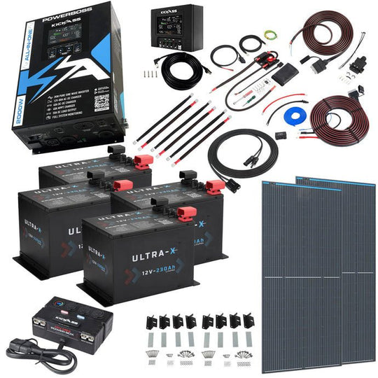 KickAss ProductsKickAss PowerBoss 2000W Premium Off-Grid System with Remote Display, 920Ah Lithium Batteries & Dual 250W Solar Panels - Built for CaravansKAPBCARAVANCOMPPR