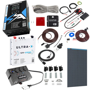 KickAss ProductsKickAss PowerBoss 2000W System with Bluetooth, DCDC Wiring Kit & 230Ah Arctic White Slimline Lithium Power SetupKAPBCAMPTRAILSLIMWH