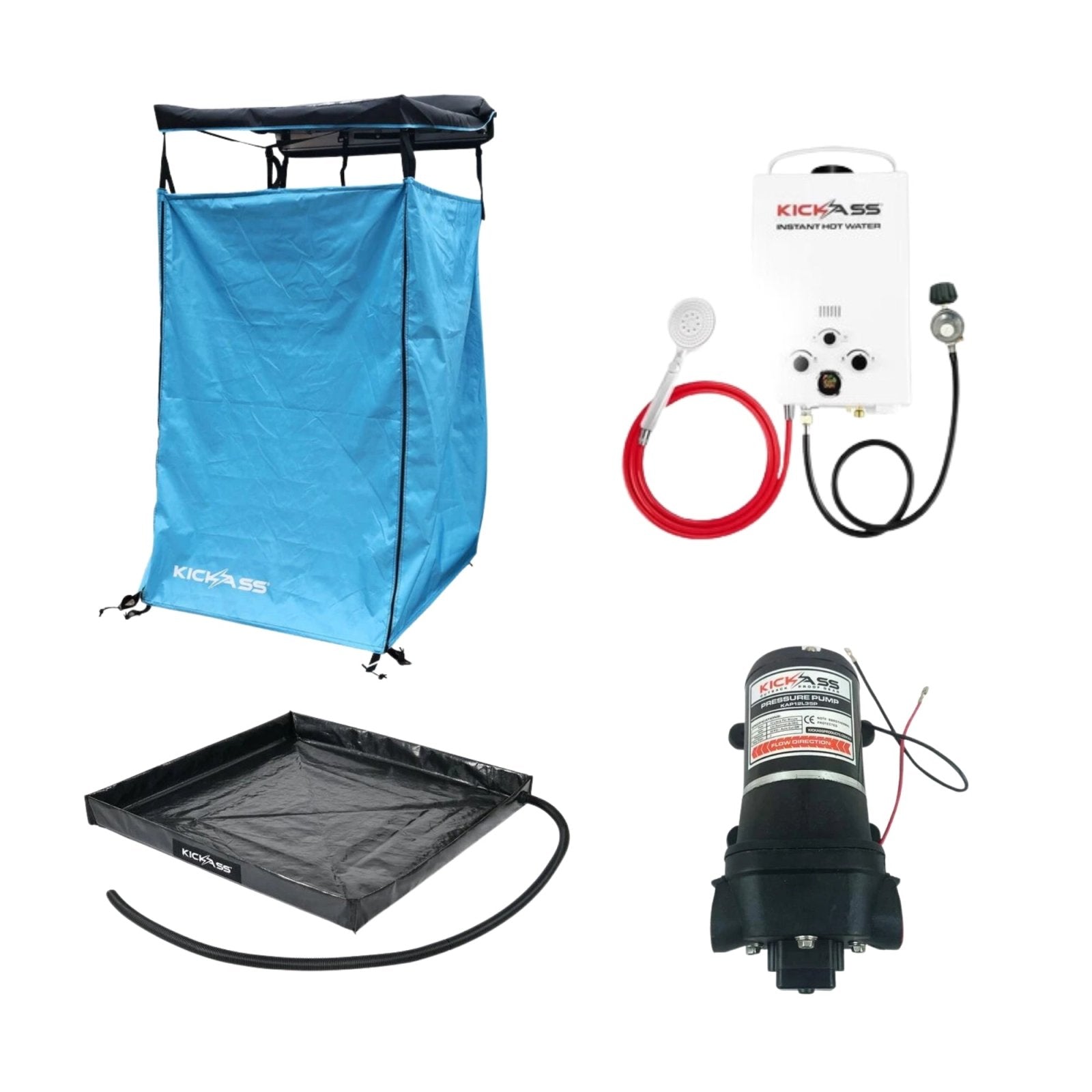 KickAss ProductsKickAss Premium Shower Awning Complete Kit - BlueKAPREMBLSHOWERCOMPKIT