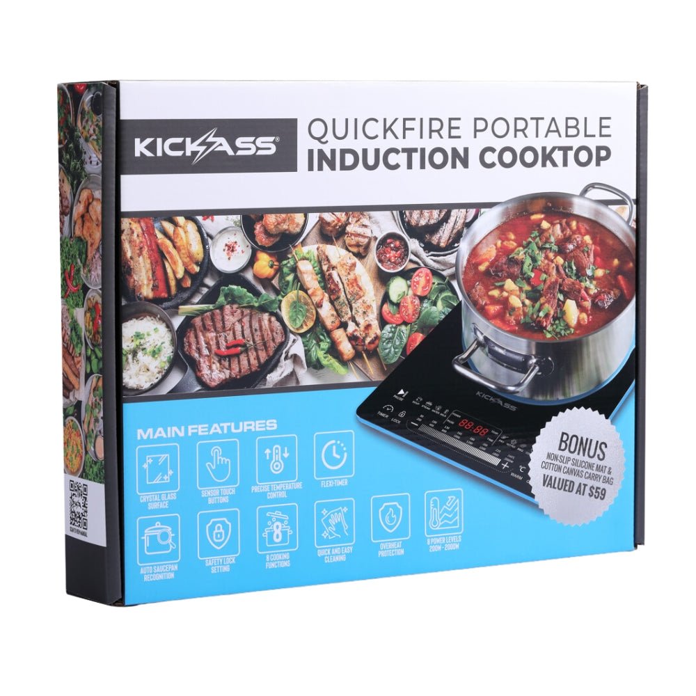 KickAss ProductsKickAss QuickFire 2000W Portable Induction Cooktop For CampingKAINDCOOK