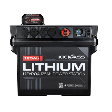 KickAss ProductsKickAss Smart 125Ah Lithium Battery Box Power Station with 25A DCDC Charger + Integrated BluetoothKAJBBOXLI125AH25A
