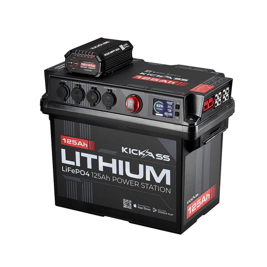 KickAss ProductsKickAss Smart 125Ah Lithium Battery Box Power Station with 25A DCDC Charger + Integrated BluetoothKAJBBOXLI125AH25A