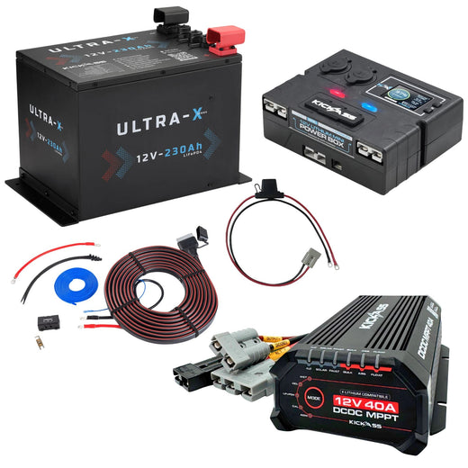 KickAss Smart 12V 230Ah Ultra-X Compact Lithium Complete Dual Battery Kit with Control Box, 40A DCDC Charger & Wiring