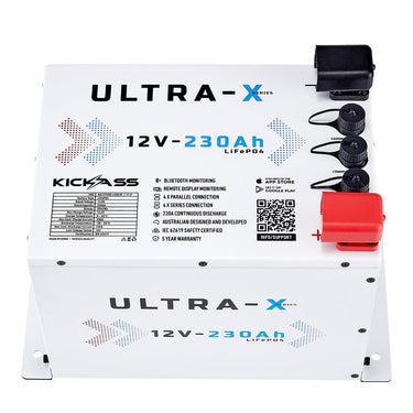KickAss ProductsKickAss Smart 12V 230Ah Ultra - X Lithium Compact Deep Cycle Battery LiFePO4 - Arctic WhiteKA12230X - LION - W