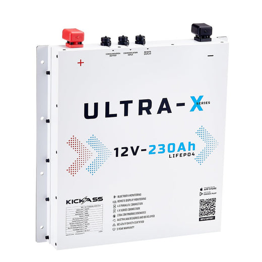 KickAss Smart 12V 230Ah Ultra-X Lithium Slimline Deep Cycle Battery LiFePO4 - Arctic White