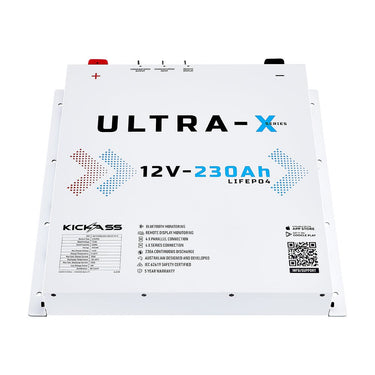 KickAss ProductsKickAss Smart 12V 230Ah Ultra - X Lithium Slimline Deep Cycle Battery LiFePO4 - Arctic WhiteKA12230SLIMX - LION - W