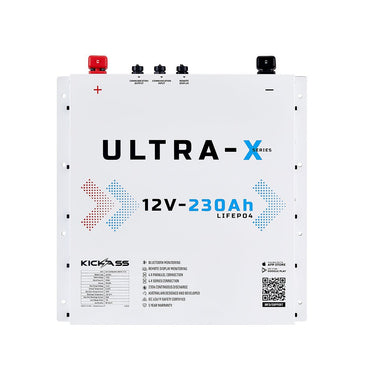 KickAss ProductsKickAss Smart 12V 230Ah Ultra - X Lithium Slimline Deep Cycle Battery LiFePO4 - Arctic WhiteKA12230SLIMX - LION - W