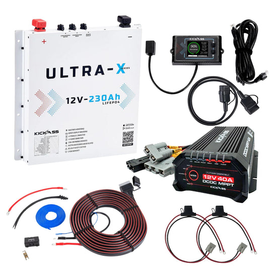 KickAss ProductsKickAss Smart 12V 230Ah Ultra - X Lithium Slimline Premium Dual Battery Kit - Arctic White with 40A DCDC Charger, WiringKAULTRAXAW-DBK2
