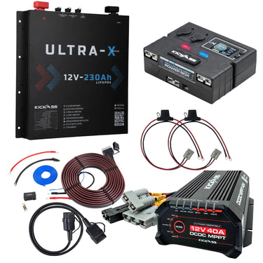 KickAss ProductsKickAss Smart 12V 230Ah Ultra - X Slimline Lithium Complete Dual Battery Kit with Control Box, 40A DCDC Charger & WiringKASMART230UXSLCOMPDBK
