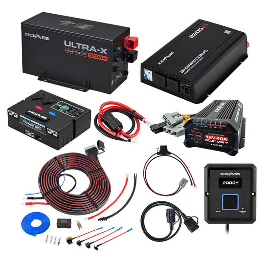 KickAss ProductsKickAss Smart 12V 300Ah Battery Bundle with 3200W Inverter-Charger, 60A DCDC Charger & WiringKA-12300UXG2LIT-INV-DCDC-3200
