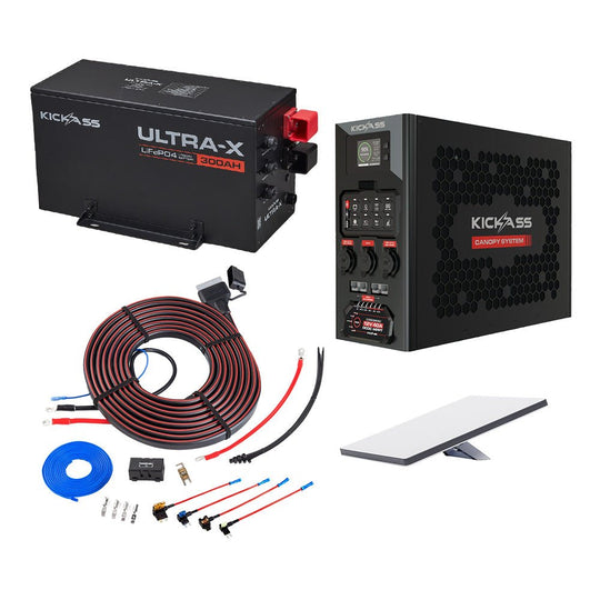 KickAss ProductsKickAss Smart 12V 300Ah Battery Bundle with Canopy System, Starlink & WiringKA-12300UXG2LIT-40ADCDC-WIRING