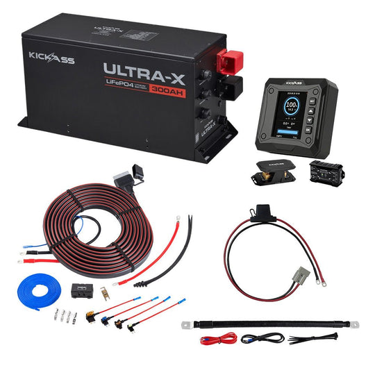 KickAss ProductsKickAss Smart 12V 300Ah Ultra-X Lithium Bundle with Shunt, Wiring & FuseKA-300AHLIT-SHUNT-WIRING