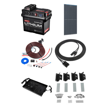 KickAss ProductsKickAss Smart 205Ah Lithium Battery Box Power Station Bundle with 250W Fixed Solar Panel, DCDC Wiring Kit & TrayKA-JBBOXLI205AH40A-SOL250W-WIRING