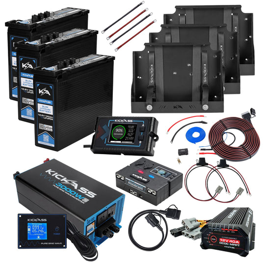 KickAss ProductsKickAss Triple Smart 12V 120Ah Slimline Lithium Complete Dual Battery Kit - 360Ah Total CapacityKA - SMART - 240SLIM - 3000 - CB - KIT
