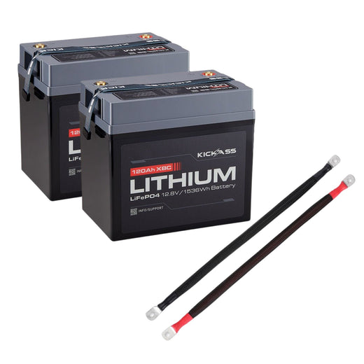 KickAss Twin 12V  120Ah Lithium Compact  Bundle with Linking Cables - 240Ah Total Capacity