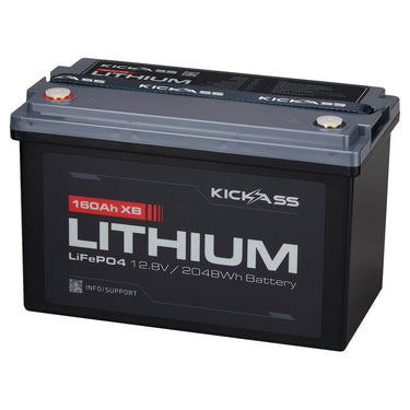KickAss ProductsKickAss Twin 12V 160Ah Lithium Battery Bundle with 32A Charger & Linking Cables - 320Ah Total CapacityKA-12160XBN70-LION-CHG-CBL-320AH