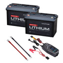 KickAss ProductsKickAss Twin 12V 160Ah Lithium Battery Bundle with 32A Charger & Linking Cables - 320Ah Total CapacityKA-12160XBN70-LION-CHG-CBL-320AH