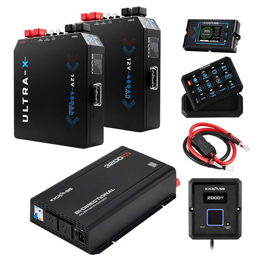 KickAss ProductsKickAss Twin 12V 460Ah Ultra-X Lithium Battery Bundle with 3200W Inverter-Charger & Switch Panel - 920Ah Total CapacityKA-12460XLIT-DCDC-INV-460AH