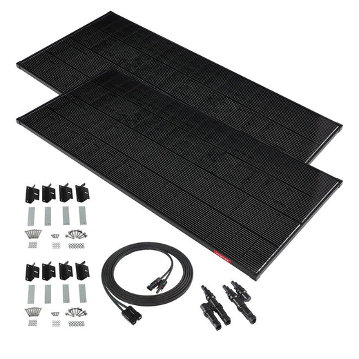 KickAss Twin 350W TOPCon+ Solar Panel Bundle with Extension Cable, Mounting Kit & Connector - 700W Total Capacity
