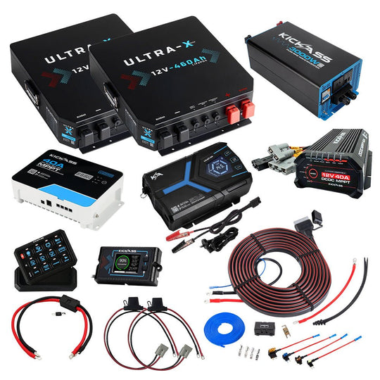 KickAss ProductsKickAss Twin 460Ah Ultra - X Deep Cycle Lithium Battery Complete Dual Battery Kit with 3000W Inverter, 50A Charger & 40A DCDC - 920Ah Total CapacityKA-920AHLIT-INV-50CHG-40DCDC-WIRING0