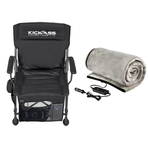 KickAss Ultimate Adventure Electric Camping Chair + 12V 24V Electric Blanket Bundle