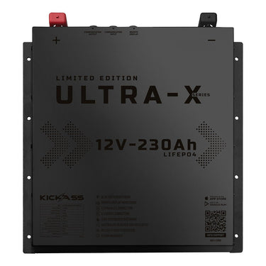 KickAss ProductsKickAss Ultra - X 230Ah 12V Deep Cycle Lithium Battery - Slimline BLACK EDITIONKA12230SLIMX - LION - BB